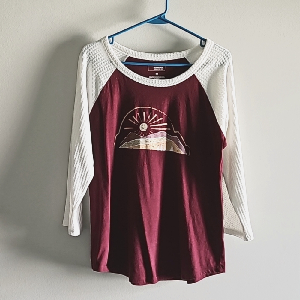 Somona 3/4 Length Sleeve Waffle Tee Size M
